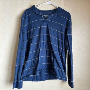 St. John's Bay Blue Striped Long Sleeve Polo Shirt
